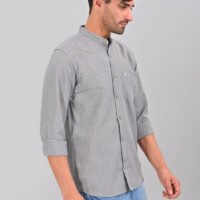 Stylofy Men's Solid Slim Fit Full Sleeve Mandarin Collar Button Cuff Shirt - Image 4