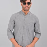 Stylofy Men's Solid Slim Fit Full Sleeve Mandarin Collar Button Cuff Shirt - Image 7