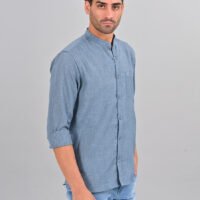 Stylofy Men's Solid Slim Fit Full Sleeve Mandarin Collar Button Cuff Shirt - Image 4
