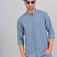 Stylofy Men's Solid Slim Fit Full Sleeve Mandarin Collar Button Cuff Shirt - Image 7