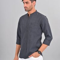 Stylofy Men's Solid Slim Fit Full Sleeve Mandarin Collar Button Cuff Shirt - Image 7