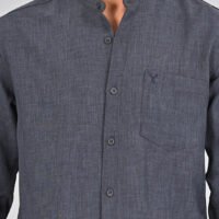 Stylofy Men's Solid Slim Fit Full Sleeve Mandarin Collar Button Cuff Shirt - Image 3