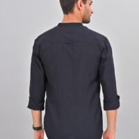 Stylofy Men's Solid Slim Fit Full Sleeve Mandarin Collar Button Cuff Shirt - Image 3