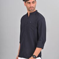 Stylofy Men's Solid Slim Fit Full Sleeve Mandarin Collar Button Cuff Shirt - Image 4