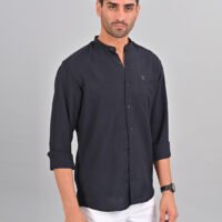 Stylofy Men's Solid Slim Fit Full Sleeve Mandarin Collar Button Cuff Shirt - Image 5