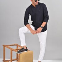Stylofy Men's Solid Slim Fit Full Sleeve Mandarin Collar Button Cuff Shirt - Image 7