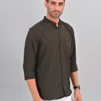 Stylofy Men's Solid Slim Fit Full Sleeve Mandarin Collar Button Cuff Shirt - Image 7