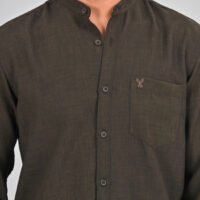 Stylofy Men's Solid Slim Fit Full Sleeve Mandarin Collar Button Cuff Shirt - Image 2