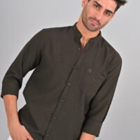 Stylofy Men's Solid Slim Fit Full Sleeve Mandarin Collar Button Cuff Shirt - Image 4