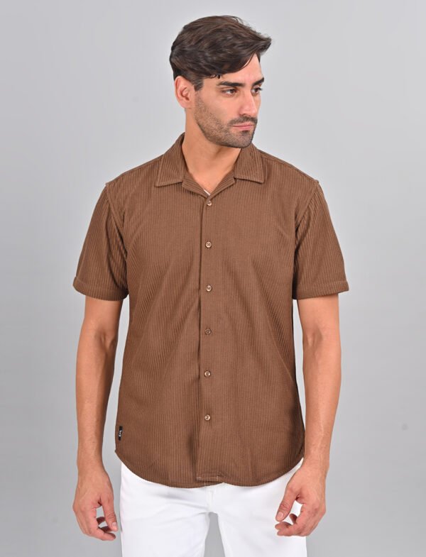 Stylofy Men Regular Fit Knitted Shirt with Short Sleeves