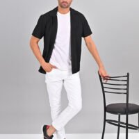 Stylofy Men Regular Fit Knitted Shirt with Short Sleeves - Image 2