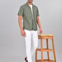 Stylofy Men Regular Fit Knitted Shirt with Short Sleeves - Image 2