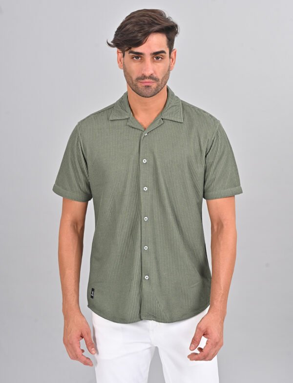 Stylofy Men Regular Fit Knitted Shirt with Short Sleeves