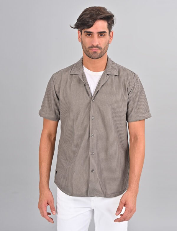 Stylofy Men Regular Fit Knitted Shirt with Short Sleeves