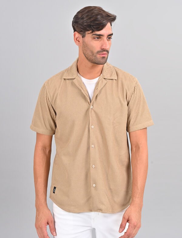 Stylofy Men Regular Fit Knitted Shirt with Short Sleeves