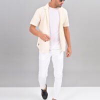 Stylofy Men Regular Fit Knitted Shirt with Short Sleeves - Image 2