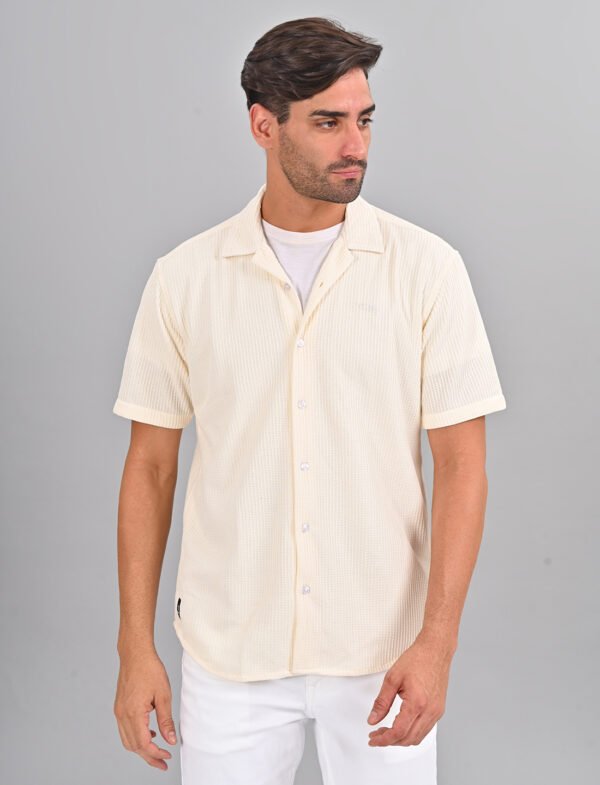 Stylofy Men Regular Fit Knitted Shirt with Short Sleeves