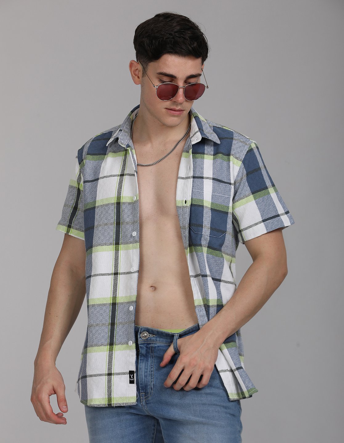 Stylofy Men Regular Fit Cotton Checks Half Sleeve Shirt