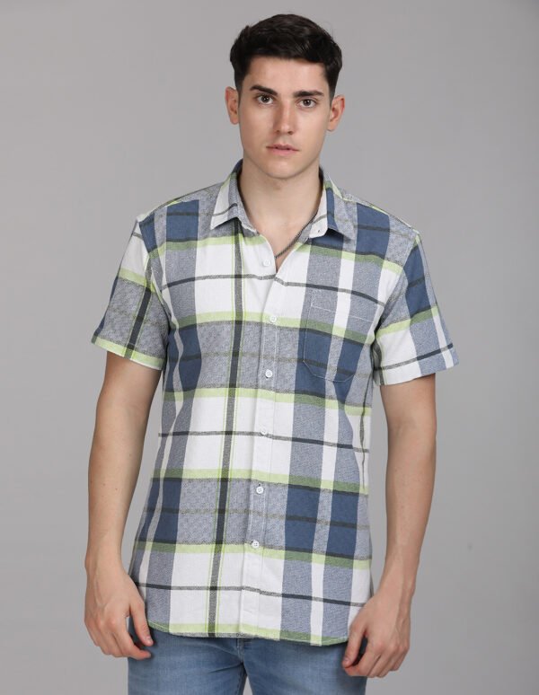Stylofy Men Regular Fit Cotton Checks Half Sleeve Shirt