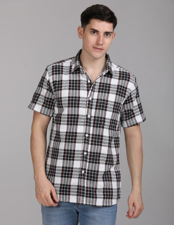 Stylofy Men Regular Fit Cotton Checks Half Sleeve Shirt