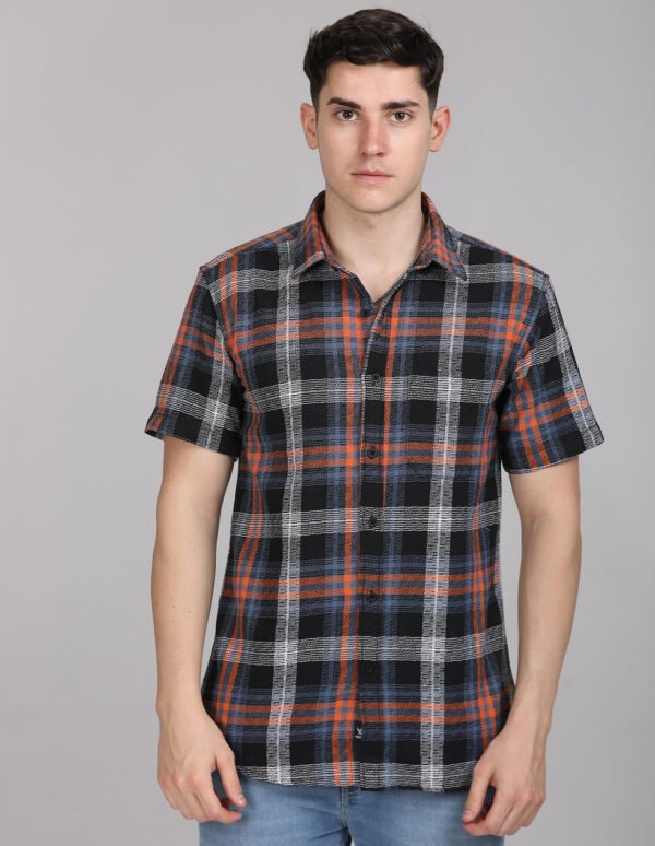 Stylofy Men Regular Fit Cotton Checks Half Sleeve Shirt