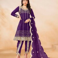 Abida Heavy Art Silk Party Wear Readymade Salwar Suit - Violet - Image 4