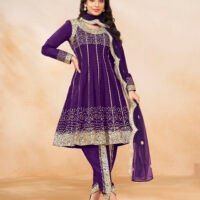 Abida Heavy Art Silk Party Wear Readymade Salwar Suit - Violet - Image 3
