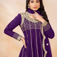 Abida Heavy Art Silk Party Wear Readymade Salwar Suit - Violet - Image 5