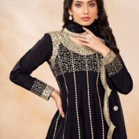 Abida Heavy Art Silk Party Wear Readymade Salwar Suit – Black - Image 3