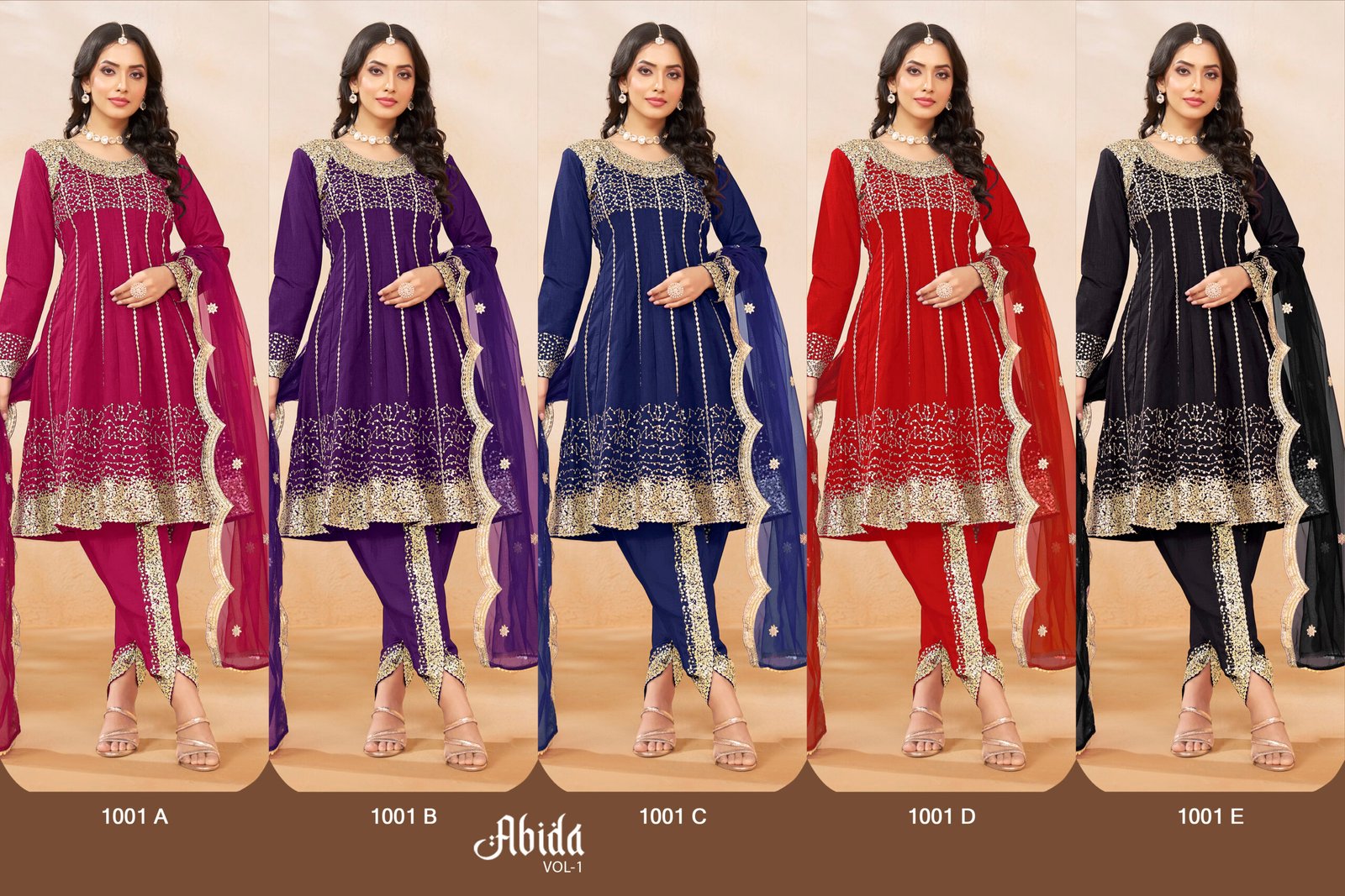 Abida Heavy Art Silk Party Wear Readymade Salwar Suit-Red