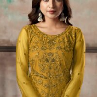 Stylish Designs Semi Stitched Suit - Kurti Pant, with Dupatta -Yellow - Image 3