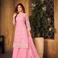 Ready to Wear Indian Pakistani Stylish Party Wear Salwar Kameez Plazzo Suit-Pink - Image 3