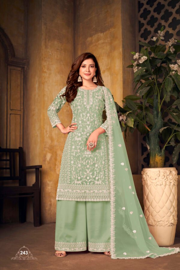 Ready to Wear Indian Pakistani Stylish Party Wear Salwar Kameez Plazzo Suit-Mint Green Colour