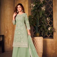 Ready to Wear Indian Pakistani Stylish Party Wear Salwar Kameez Plazzo Suit-Mint Green Colour - Image 3