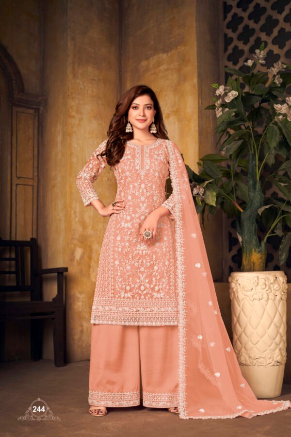 Ready to Wear Indian Pakistani Stylish Party Wear Salwar Kameez Plazzo Suit-Peachy Pink