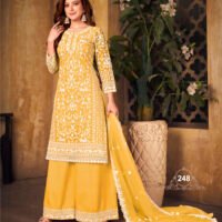 Ready to Wear Indian Pakistani Stylish Party Wear Salwar Kameez Palazzo Suit- Yellow Color - Image 3