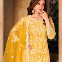 Ready to Wear Indian Pakistani Stylish Party Wear Salwar Kameez Palazzo Suit- Yellow Color - Image 2