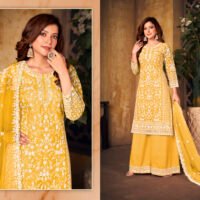 Ready to Wear Indian Pakistani Stylish Party Wear Salwar Kameez Palazzo Suit- Yellow Color - Image 4