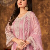Ready to Wear Indian Pakistani Stylish Party Wear Salwar Kameez Palazzo Suit- Pink Color - Image 2