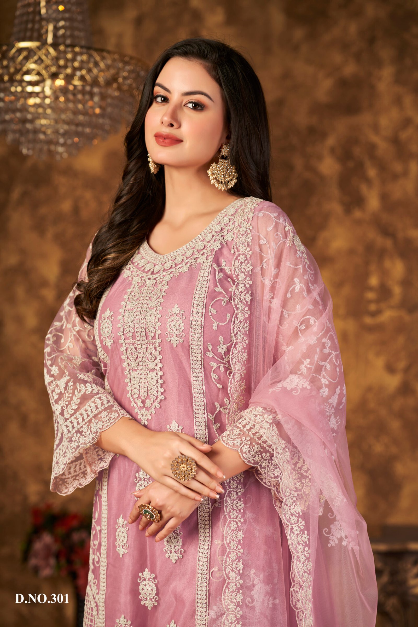 Ready to Wear Indian Pakistani Stylish Party Wear Salwar Kameez Palazzo Suit- Pink Color