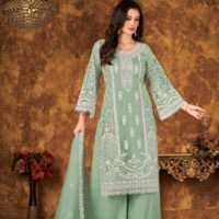 Ready to Wear Indian Pakistani Stylish Party Wear Salwar Kameez Palazzo Suit- Green Color - Image 2