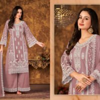 Ready to Wear Indian Pakistani Stylish Party Wear Salwar Kameez Plazzo Suit-Peach - Image 2