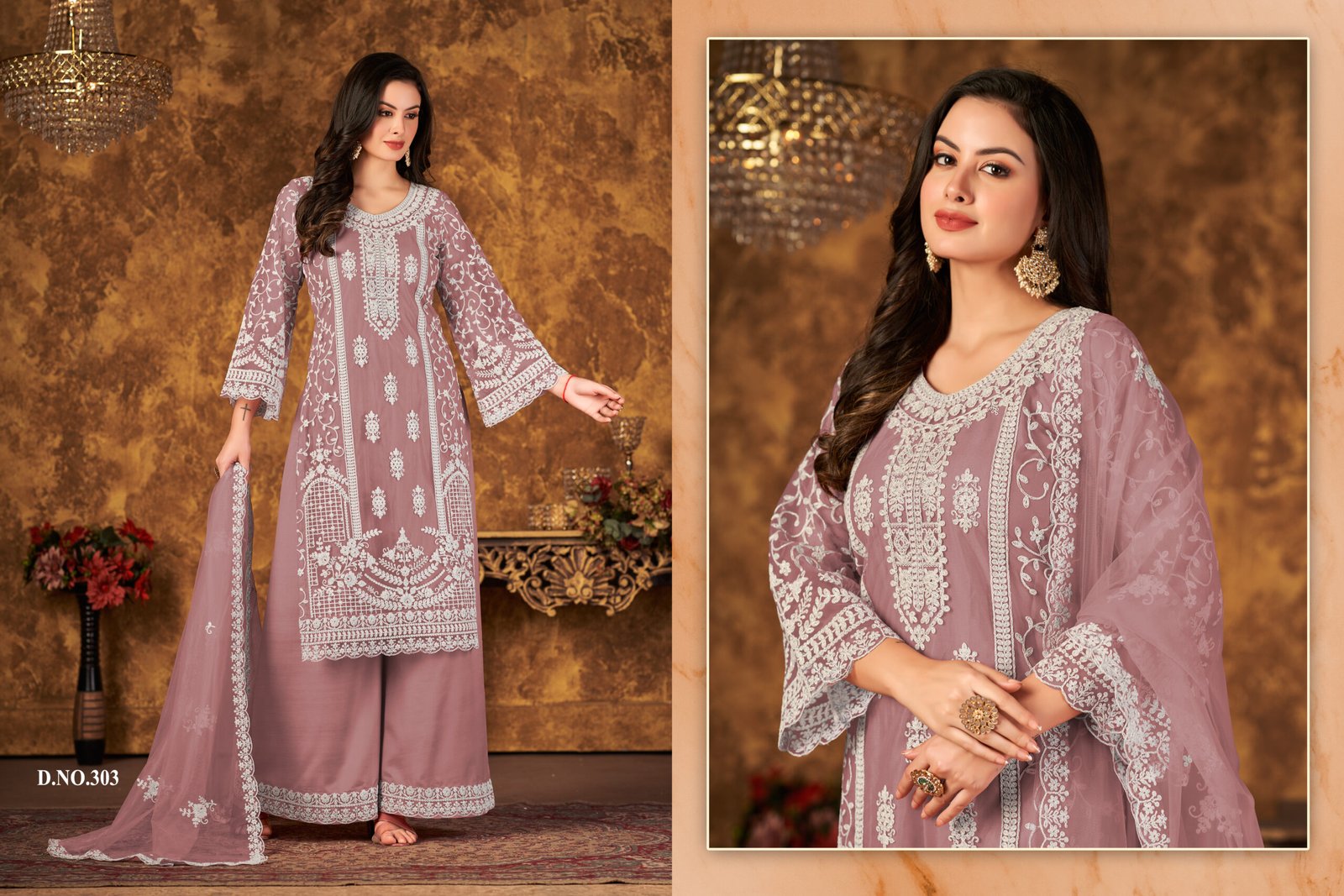 Ready to Wear Indian Pakistani Stylish Party Wear Salwar Kameez Plazzo Suit-Peach