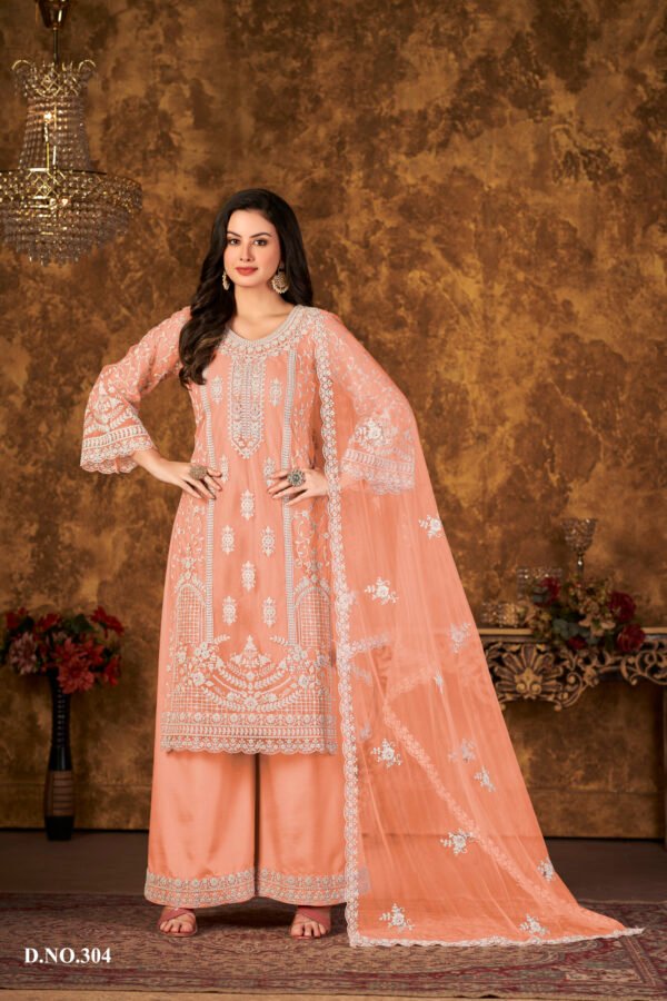 Ready to Wear Indian Pakistani Stylish Party Wear Salwar Kameez Plazzo Suit-Orange