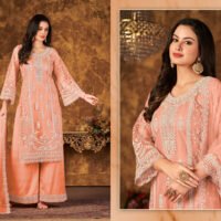 Ready to Wear Indian Pakistani Stylish Party Wear Salwar Kameez Plazzo Suit-Orange - Image 3