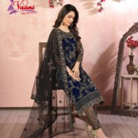 Fancy Semi Stitched Suit - Kurti Pant, with Dupatta -Blue - Image 2